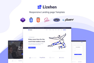 Lizehen - Landing Page Template app branding design graphic design html illustration landing landing page multipurpose page page template template ui ui design ux ux design web web development web maintance website