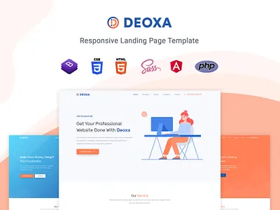 Deoxa - Angular 10 Landing Page Template angular app blogg branding design html illustration landing landing page multipurpose page purpose ui ui design ux ux design web web development web maintance website