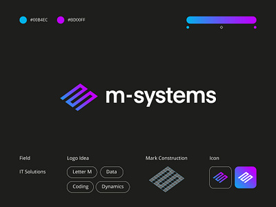 Logo Design brand design brand identity branding design dynamic logo geometric logo gradient logo identity it logo letter m logo logomark mark minimalist design minimalist logo simple logo start up logo vector