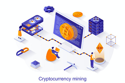 Cryptocurrency Mining Isometric Illustration 3d 3d illustration app application concept design eps illustration illustrations isometric isometric vector jpg page presentation ui unique vector web design web development website