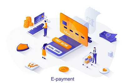 E-payment Isometric Illustration 3d 3d illustration app application concept design e payment eps illustration illustrations isometric isometric vector jpg page presentation unique vector web design web development website