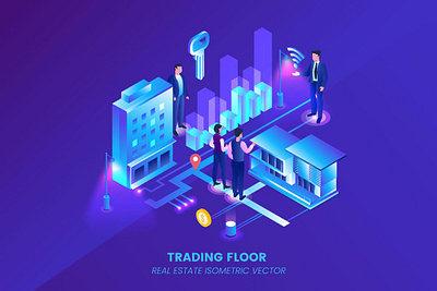 Real Estate Trading Floorreal - Isometric Vector 3d 3d illustration app application concept design eps illustration illustrations isometric isometric vector jpg page presentation ui unique vector web design web development website