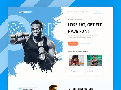 PowerHouse- Fitness Landing Page bodybuilding crossfit exercise fit fitness fitness web fitnessmodel fitnessmotivation gym gym web gymlife gymmotivation health lifestyle muscle personaltrainer training uiux web workout