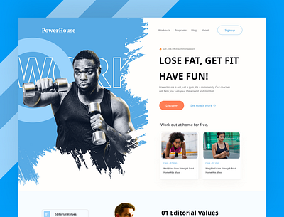 PowerHouse- Fitness Landing Page bodybuilding crossfit exercise fit fitness fitness web fitnessmodel fitnessmotivation gym gym web gymlife gymmotivation health lifestyle muscle personaltrainer training uiux web workout