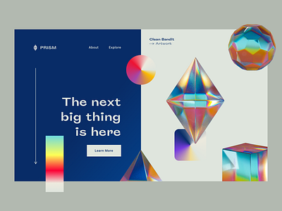 Prism - Colourful Landing Page 3d ai cinema 4d colorful future futuristic glass holographic illustration iridescent rainbow reflection spectrum texture