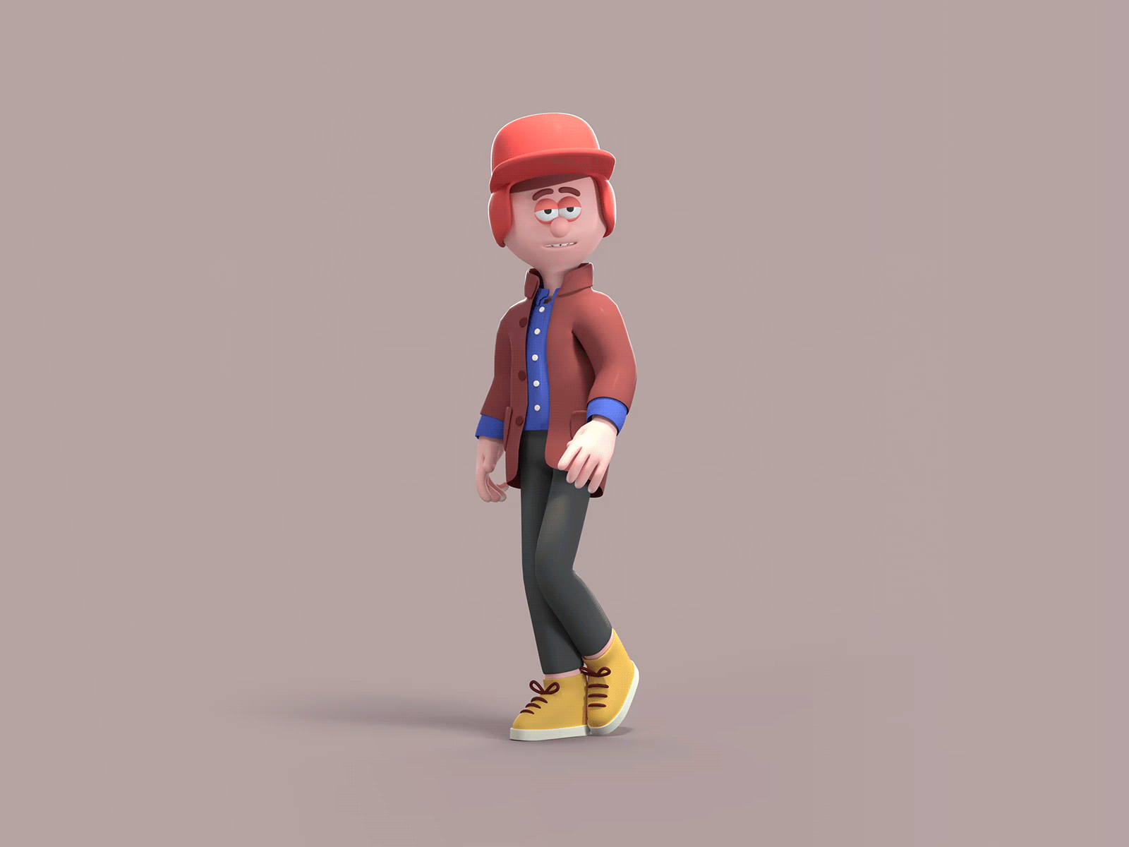 Holden Caulfield 3d 3d character andras csuka animation book cartoon character cinema4d design digital art holden caulfield illustration literature motion design motion graphics novel octane the catcher in the rye walk cycle walking