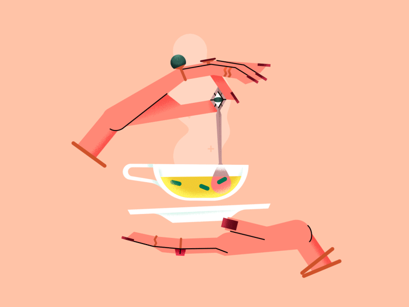 The fortune teller affinity designer after effects animation break flat gif hands illustration loop motion tea vector wellness woman