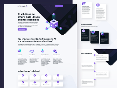 Intelius AI Website 3d ai analytics consulting graphic graphic design illustration machine learning robotics ui ux vector web