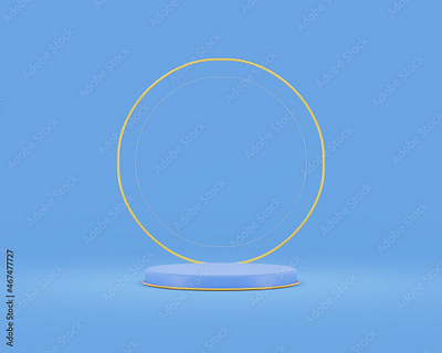 Background 3d blue with podium and ring gold, minimal product 3d advertising banner blue branding business concept decoration design flyer gold graphic design illustration minimal pastel platform podium poster product promotion