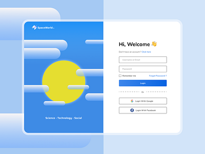 SpaceWorld - Login Page design loginpage typography ui ux web website