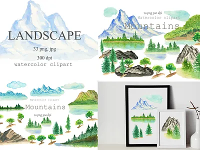 Watercolor clipart Landscape Mountains for printing sublimation. adventure paintings branding clipart design desing for printing graphic design hand painted illustration illustration mountains ilustration landscape landskape clipart logo painting png stickers sublimation watercolor watercolor clipart