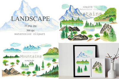 Watercolor clipart Landscape Mountains for printing sublimation. adventure paintings branding clipart design desing for printing graphic design hand painted illustration illustration mountains ilustration landscape landskape clipart logo painting png stickers sublimation watercolor watercolor clipart