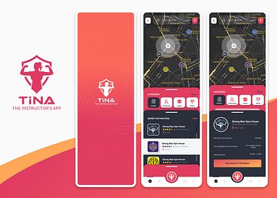 Tina (Fitness instructor App Design) app design fitness map modern ui ux