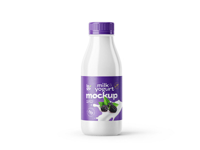 Small Yogurt & Milk Bottle Mockup bottle branding design dessert illustration label logo milk mockup mockup design mockup template packaging photorealistic photorealistic mockup realism yogurt