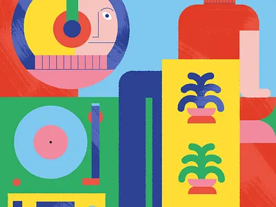 Relaxed music art design illustration music plants poster still life