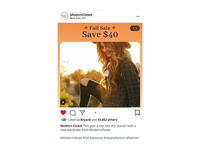 Modern Closet Instagram Post ads advertising apparel branding clean concept design facebook fashion illustration instagram logo marketing meta minimal post social media ui ux