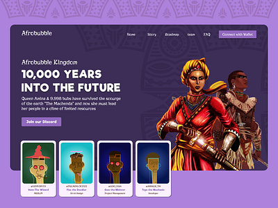 NFT African Warriors africa ameena crypto defi landing page market place nft queen ui ux uidesign uiux webdesign