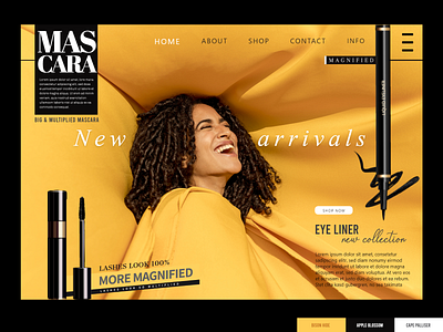 Eyeliner / Mascara Landing Page branding color palette design eyeliner illustration landing page logo makeup mascara new ui uiux website