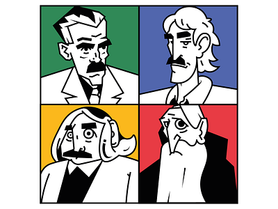 4 old friends. character character design illustration man vector