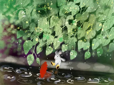 Rainy Day Bunny childrens illustration digital art digital artwork digital illustration digital painting digital portrait illustration kid literature illustration picture book illustration procreaate