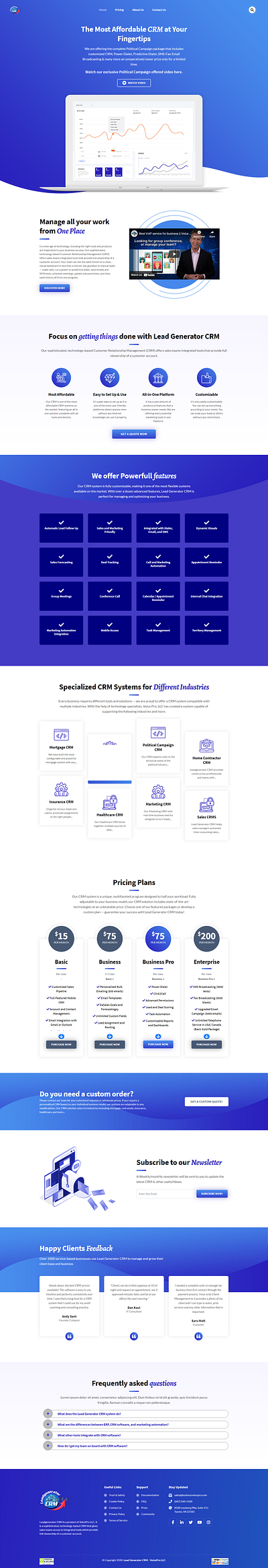 Web design & copywriting for the CRM branding graphic design web design