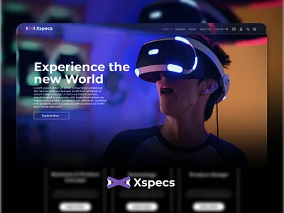 Xspecs - VR Headset E- commerce Website brand identity branding e commerce future glass effect gradient graphic design illustration landing page logo montserrat solid technology ui virtual reality web design website