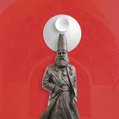 Amir Kabir Sculpture art branding bust cricle designgraphic farsi graphic design icon iran persia photoshop red sculpture statue