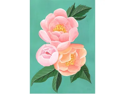 Peonies for Lynn botanical flowers gouache illustration painting peonies