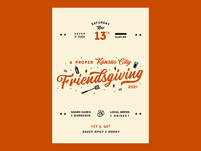 A Very Kansas City Friendsgiving barbecue barbeque bbq friendsgiving illustration invitations kansas city kc party print retro thanksgiving