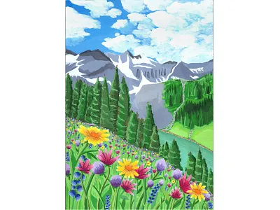 Colorado Wildflowers botanical colorado gouache illustration landscape mountains painting wildflowers