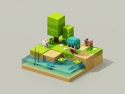 Cute Diorama 3d diorama magicavoxel minecraft pixel voxel art