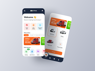 Shifting Service App UI Design app app design appui appux branding clean design minimal minimalist mobileapp mobileappdedesign shifting service ui uidesigner uiux user interface uxdesign