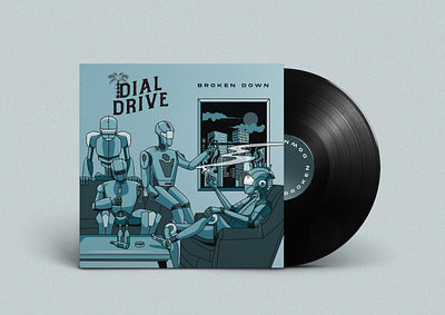 Dial Drive - Broken Down band dial drive florida illustration monochrome music orlando punk vinyl