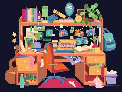 I Spy desk digital editorial education folioart illustration kiki ljung student university vector