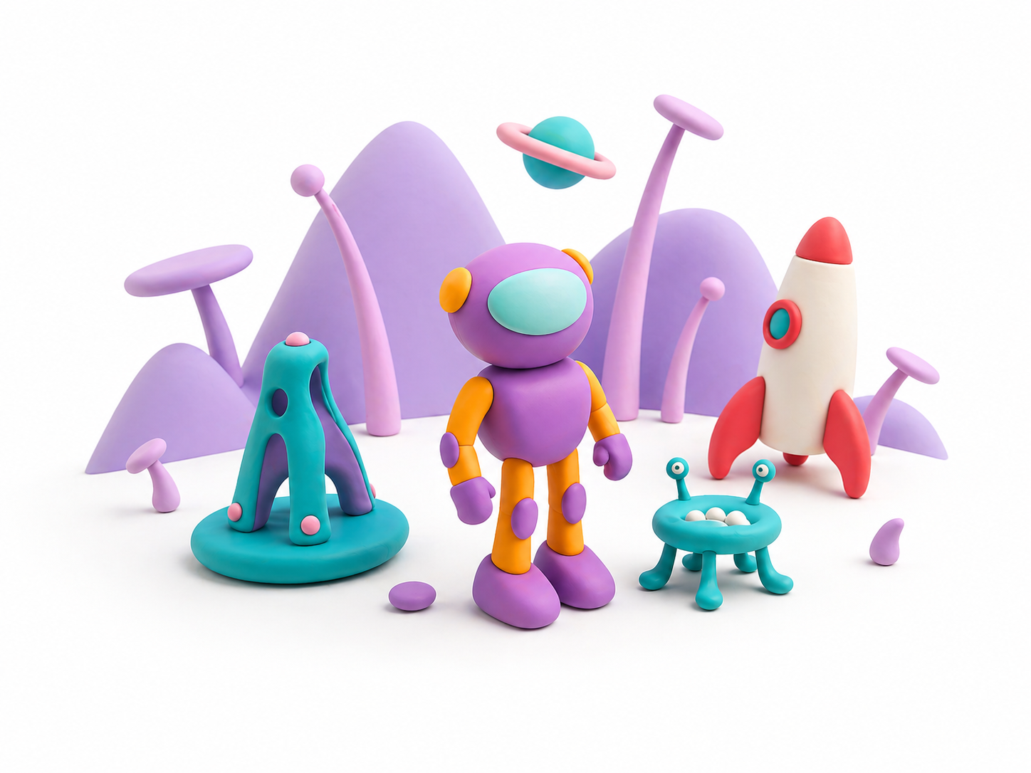 Aliens world alien astronaut clay fun graphic design illustration mission monsters planet rocket saturn space spaceship universe world