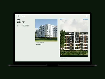 Project pages for Noor Ejendomme after effects animation architecture layout motion design ui design web design
