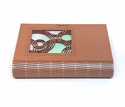 Rose Gold Book Box with Latch and Living Hinge 3d adobe illustrator book box design laser livinghinge