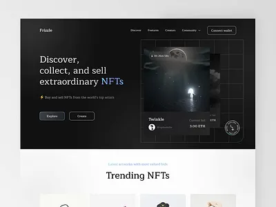 Frizzle - NFT website interaction animation animation website card clean flow footer header hero section interaction landing page landingpage navbar principle ui web website website animation website interaction websites websites animation