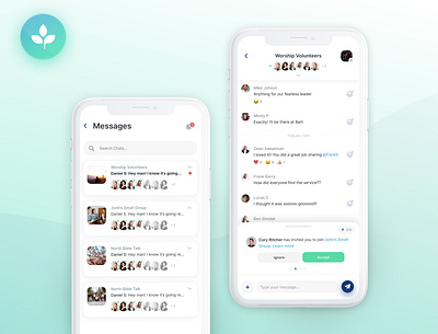 Groupchat chat church group groupchat message minimalist ministry modern send talking ui ux design