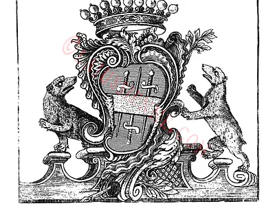 Ex-libris armorié - réalisation La Jussienne bookplate branding design devise ex libris graphic design heraldic heraldry illustration logo