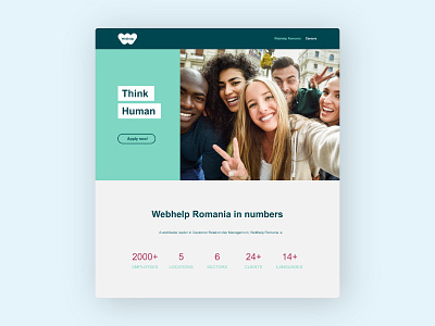 Webhelp - Career page - About us benefits callcenter career clean culture design hiring job landing landing page marketing minimal page recruiting recruitment ui ux web webhelp