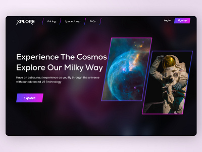 Xplore Landing Page design desktop flight landing landing page purple space ui ui design ux design website