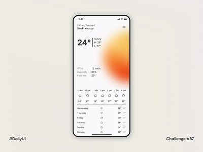 Daily UI 037 • Weather 100daychallenge air quality clean ui cloudy daily 37 daily ui 37 dailyui dailyuichallenge forecast humidity sunny sunny day temperature weather weather app weather forecast weather icon weather widget