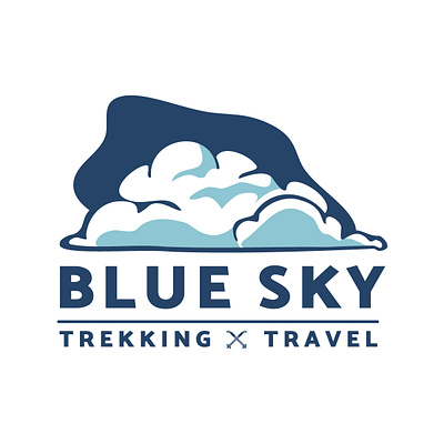 Blue Sky Trekking Logo adventure blue cloud colorado design europe eurpoa france gunnison hiking illustration logo pyrenees sky spain switzerland tmb tour du mont blanc travel trekking