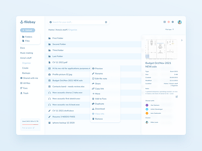 Filebay - File Manager Dashboard app dashboard design desktop file manager ui ux web