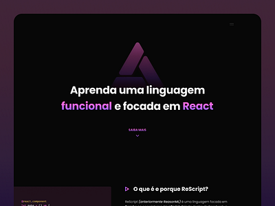 EcmaScript2077 course design gradient javascript landing page logo pink purple rescript triangle ui uiux