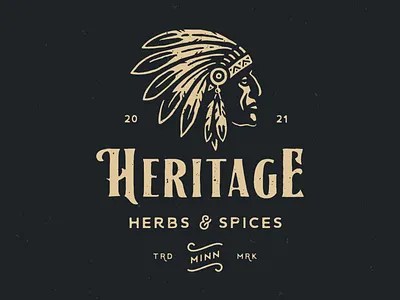 Heritage american branding design heritage illustration indian logo native retro siux typography vector