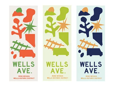 Wells Ave Street Banners banner branding flag flat design illustration reno reno nv street banner