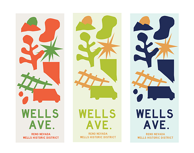 Wells Ave Street Banners banner branding flag flat design illustration reno reno nv street banner