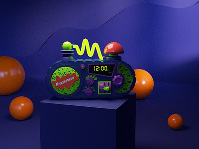 Time Blaster Rebound 3d 90s blender c4d clock design fun graphic design logo modeling nickelodeon orange purple render retro time blaster